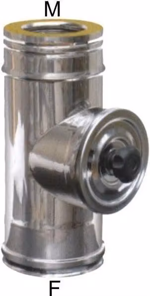 Tubo a doppia parete in acciaio inox Maral con sportello di ispezione e isolamento in lana di roccia, colore argento, Diametro interno: 20-25 mm, Diametro esterno: 44 mm