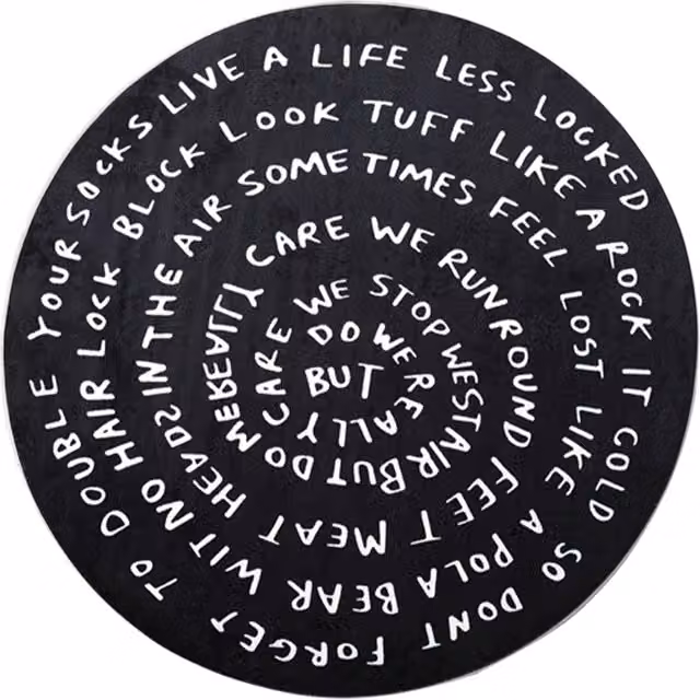 Tappeto rotondo Qeeboo Circular Chronicles con design astratto moderno in bianco e nero, Diametro: 200 cm
