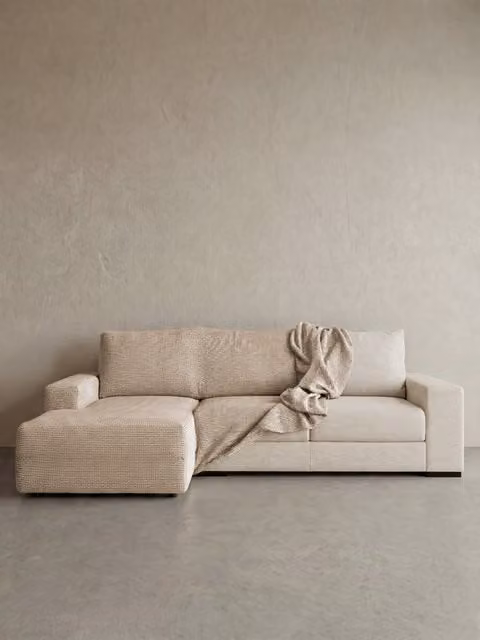 Fodera per divano chaise longue Coven Kenay Home in lino jacquard con bracciolo corto a sinistra, larghezza: 290 cm
