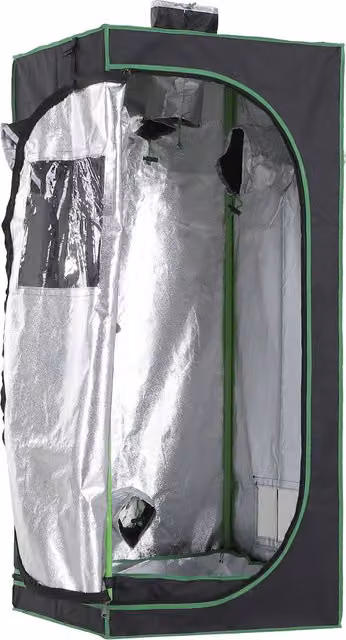 Tenda da coltivazione idroponica Outsunny in Mylar e Oxford 600D nera H 140 x L 60 x P 60 cm