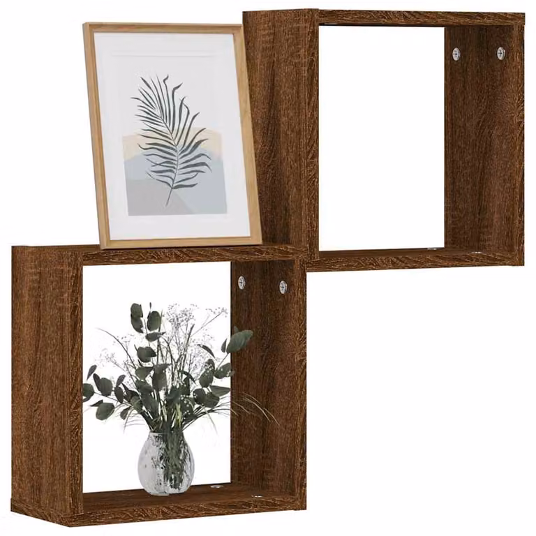 Set di 2 mensole a cubo vidaXL da parete, colore marrone, L 30 cm x P 15 cm x H 30 cm