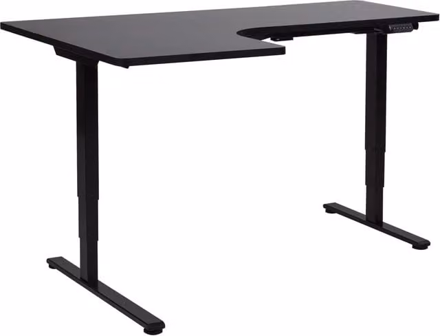 Scrivania elettrica regolabile in altezza BELIANI con piano nero opaco in MDF e struttura in metallo, L 160 x P 59 cm