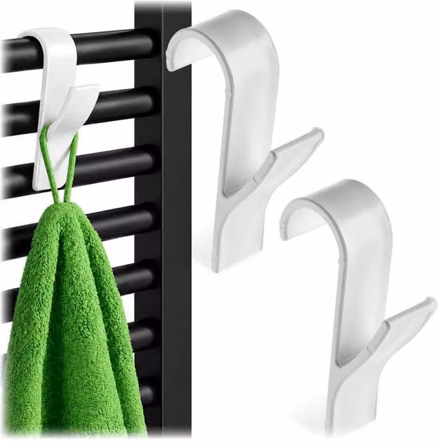 Set di 2 appendiabiti Kadax per termosifone da bagno in plastica bianco