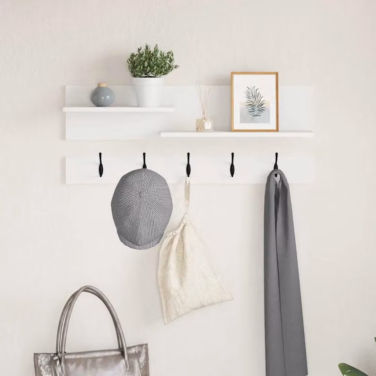 vidaXL Appendiabiti a muro minimalista in MDF Bianco L 90 x P 15 x H 36 cm