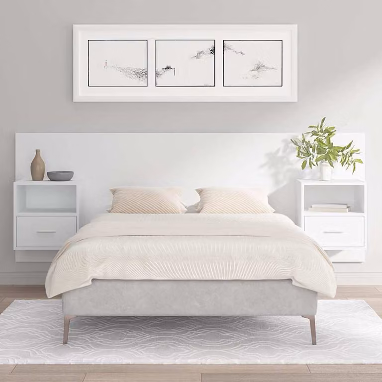 vidaXL Testiera per Letto con Comodini Integrati in Legno MDF Bianco L: 120 cm, H: 80 cm, P: 80 cm