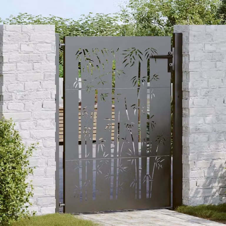 Cancello da giardino vidaXL in acciaio e alluminio Nero L: 110 cm, H: 155 cm