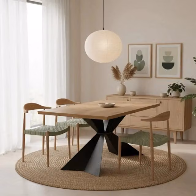 Tavolo da pranzo allungabile Taurus Duzzle in legno di rovere naturale e metallo, L/P/H: 160-240 x 90 x 76 cm