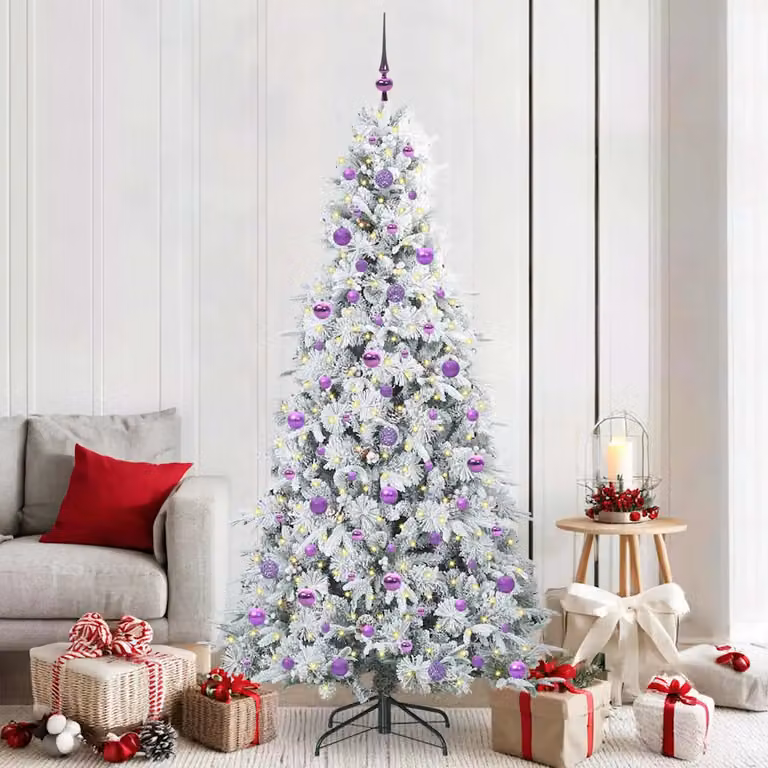 Albero di Natale Artificiale vidaXL Bianco con Luci LED Warm White Altezza: 210 cm