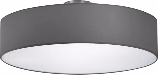 Plafoniera rotonda Hotel Trio Leuchten in tessuto grigio e metallo cromato