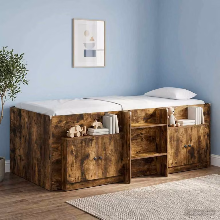 Set di 2 armadi da stoccaggio vidaXL per letto a soppalco in legno MDF colore Rovere Fumo