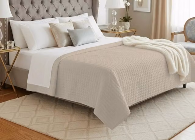 Trapuntino Estivo Matrimoniale Biancheriaweb in Raso di Cotone Beige 100gr/mq