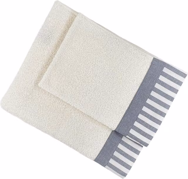 Set di 2 asciugamani Amalfi Ipersan in cotone bianco con bordo decorativo