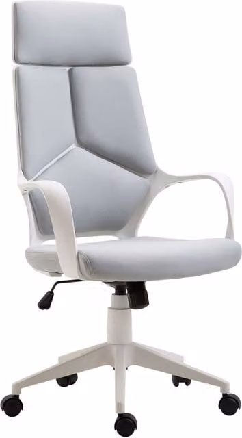 Sedia da ufficio ergonomica girevole HomCom in tessuto mesh grigio e bianco con braccioli e ruote per studio e home office