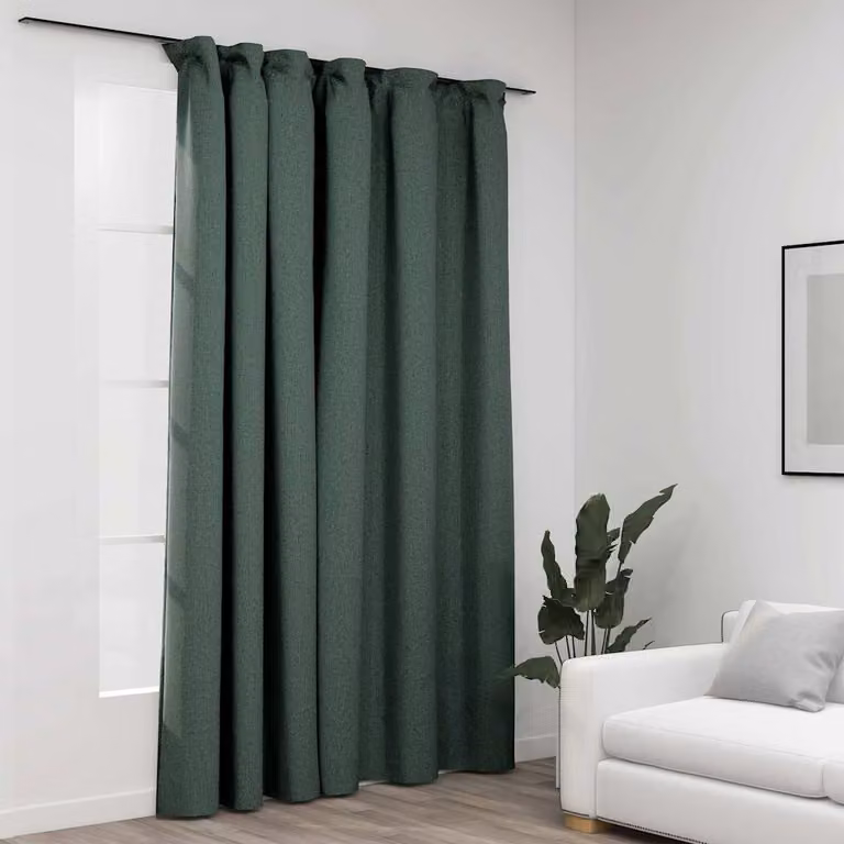 Tenda Oscurante vidaXL con Effetto Lino e Ganci Verdi, L: 290 cm, H: 245 cm