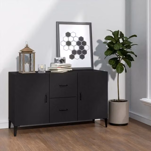 Credenza nera in legno e MDF stile classico vidaXL L 100 x P 36 x H 60 cm