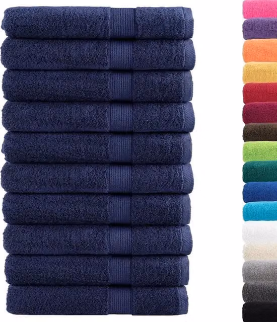 Set di 10 asciugamani da sauna vidaXL in cotone spugna blu, L 80 cm x P 200 cm, 600 g/m²