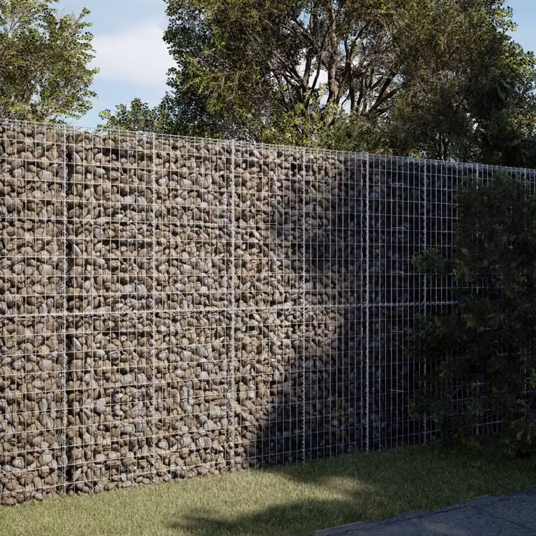 vidaXL Cesto Gabbione con Copertura in Ferro Zincato Argento L/P/H: 200 x 100 x 200 cm