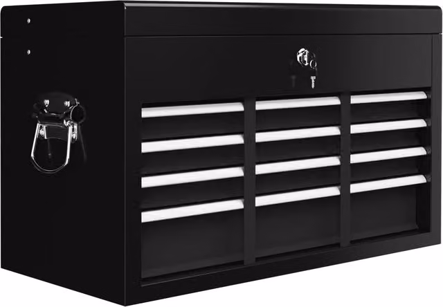 Cassetta degli attrezzi Weimin in acciaio nero con 6 cassetti, serratura e maniglia, L/P/H: 60,0 x 34,0 x 26,0 cm