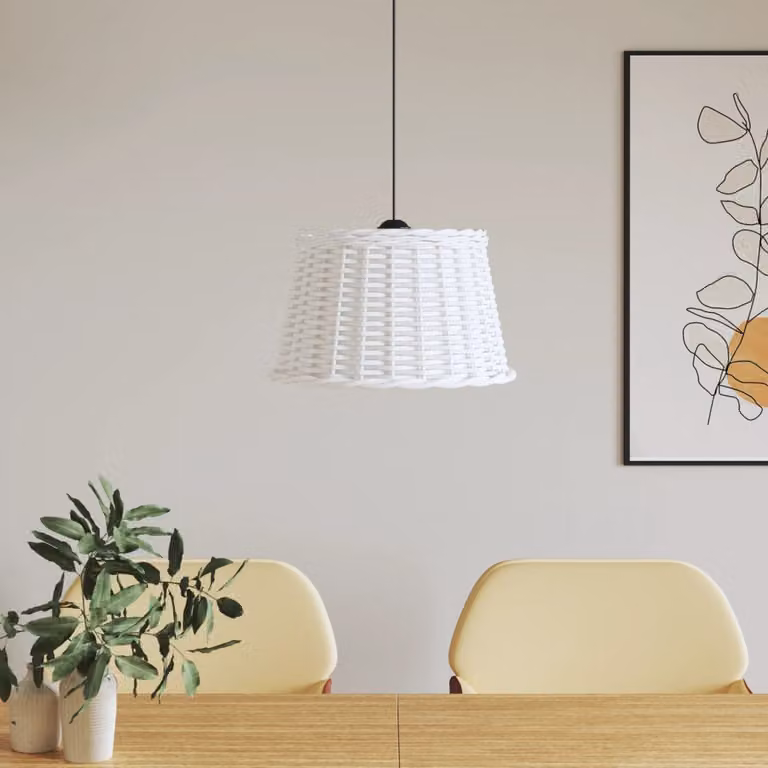 Paralume da Soffitto vidaXL in Vimini Bianco, Stile Scandinavo, Ø 45 x H 28 cm