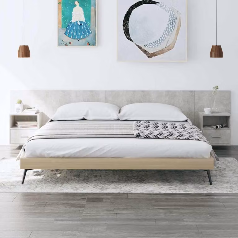 vidaXL Testiera Letto con Comodini Integrati in Legno Multistrato Grigio