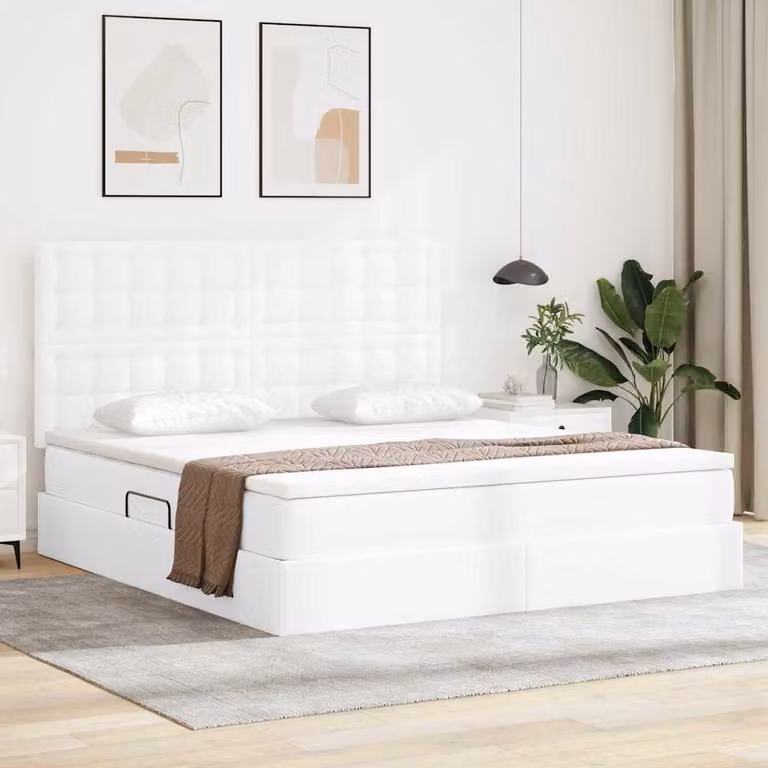 Letto con contenitore e illuminazione LED vidaXL in ecopelle bianca L 160 cm x P 200 cm