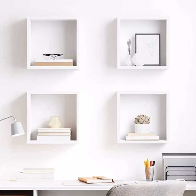 Set di 4 mensole a cubo da parete vidaXL bianche in stile moderno L/P/H: 30 x 15 x 30 cm
