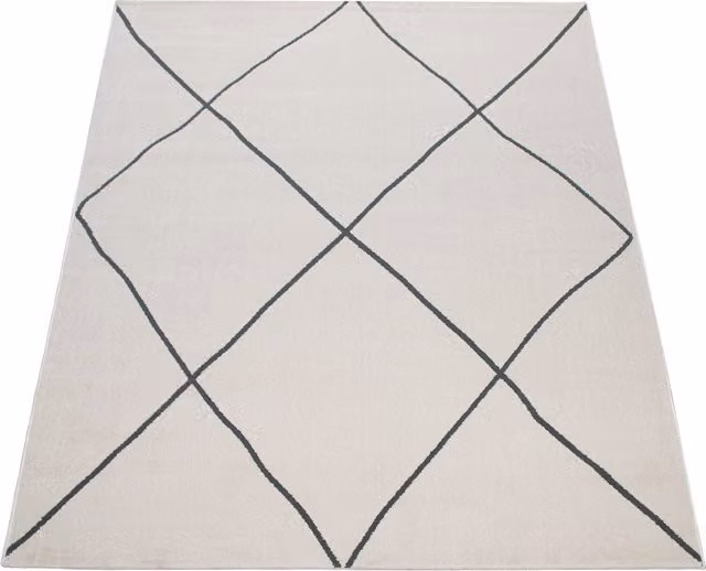 Tappeto Hilal bianco con effetto alto-basso in stile scandinavo L: 120 cm, P: 170 cm
