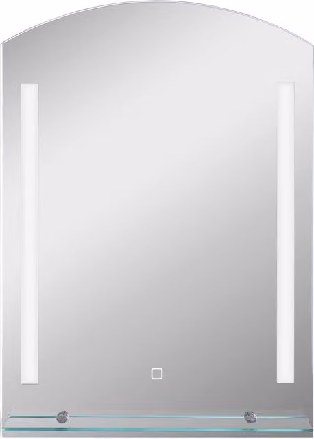 Specchio da bagno moderno Kleankin con illuminazione LED regolabile a 3 colori e mensola in vetro, Argento, L 50 cm x P 12 cm x H 70 cm