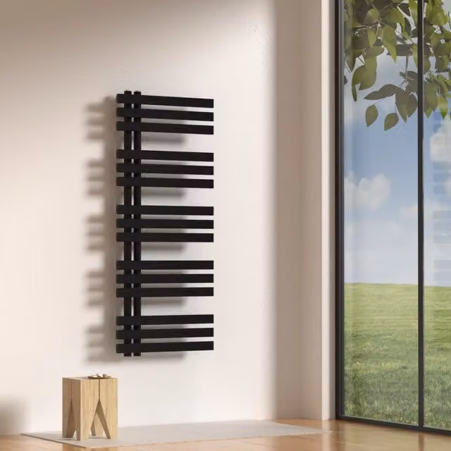 Scalda asciugamani da parete Slidre in acciaio nero neu.haus L 120 cm x P 50 cm