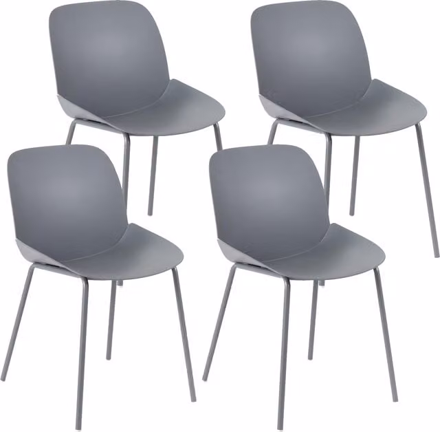 Sedia da pranzo E-Stylo moderna in polipropilene grigio scuro con gambe in metallo per interni ed esterni L: 55 cm, P: 46 cm, H: 79 cm