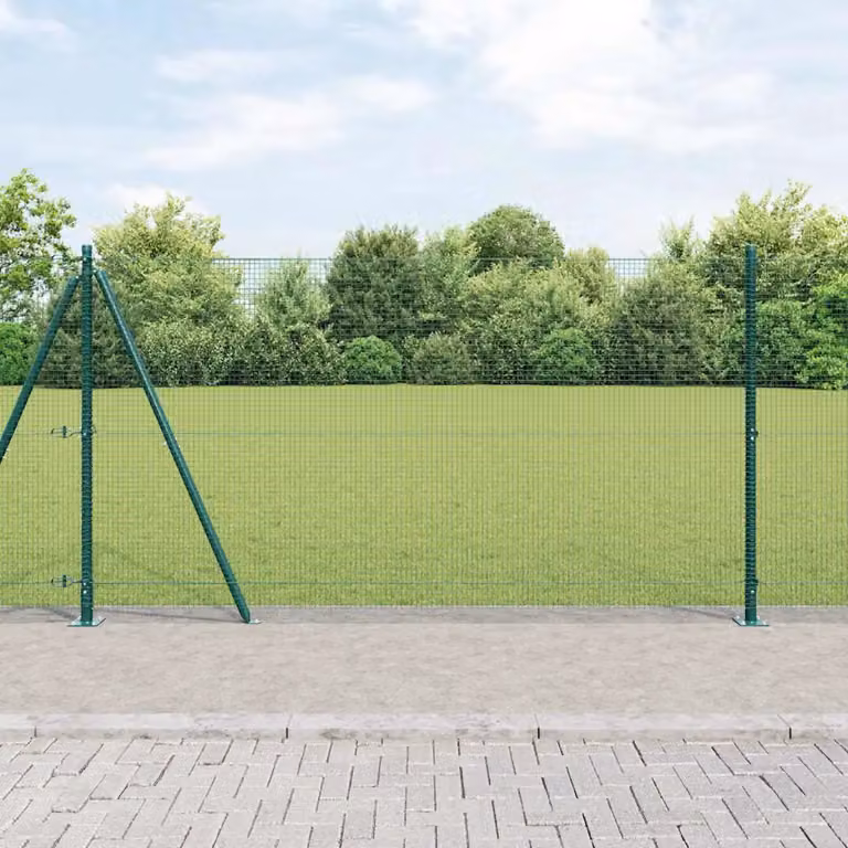 vidaXL Recinzione Metallica Verde con Base in Cemento L: 120 cm, H: 50 cm
