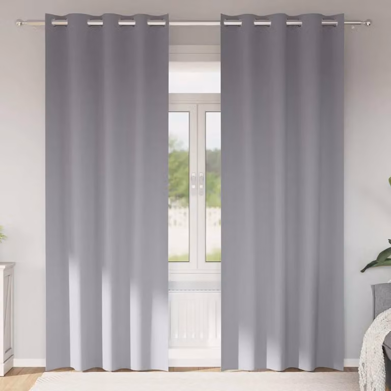 Set di 2 tende blackout vidaXL con anelli in poliestere, colore grigio, H: 225 cm x L: 140 cm