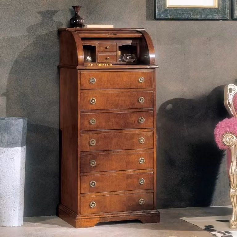 Bureau classico in legno con 9 cassetti Mobili 2G L/P/H: 56 x 41 x 120 cm