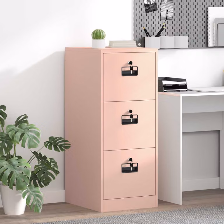 Armadio per file vidaXL in metallo rosa con cassetti e serratura L/P/H: 44 x 50 x 106.5 cm