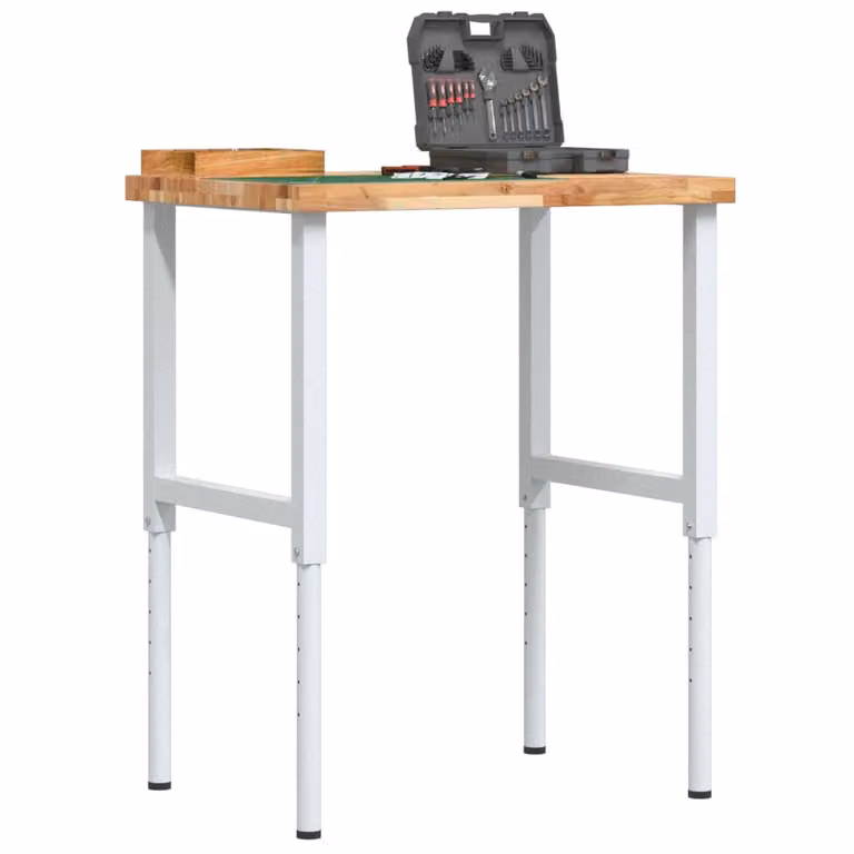 vidaXL Banco Lavoro Regolabile in Legno e Metallo, L: 80 cm, P: 60 cm, H: 73-99,5 cm