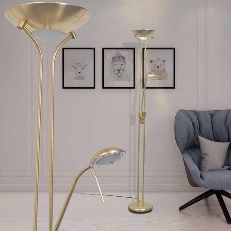 vidaXL Lampada da Terra LED Dimmerabile Moderna in Metallo Oro/Ottone con Luce Bianca Calda