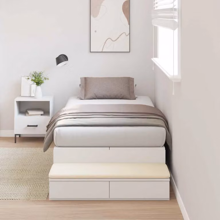 vidaXL Letto moderno con contenitore e cassetti in legno e MDF Bianco 100x200 cm