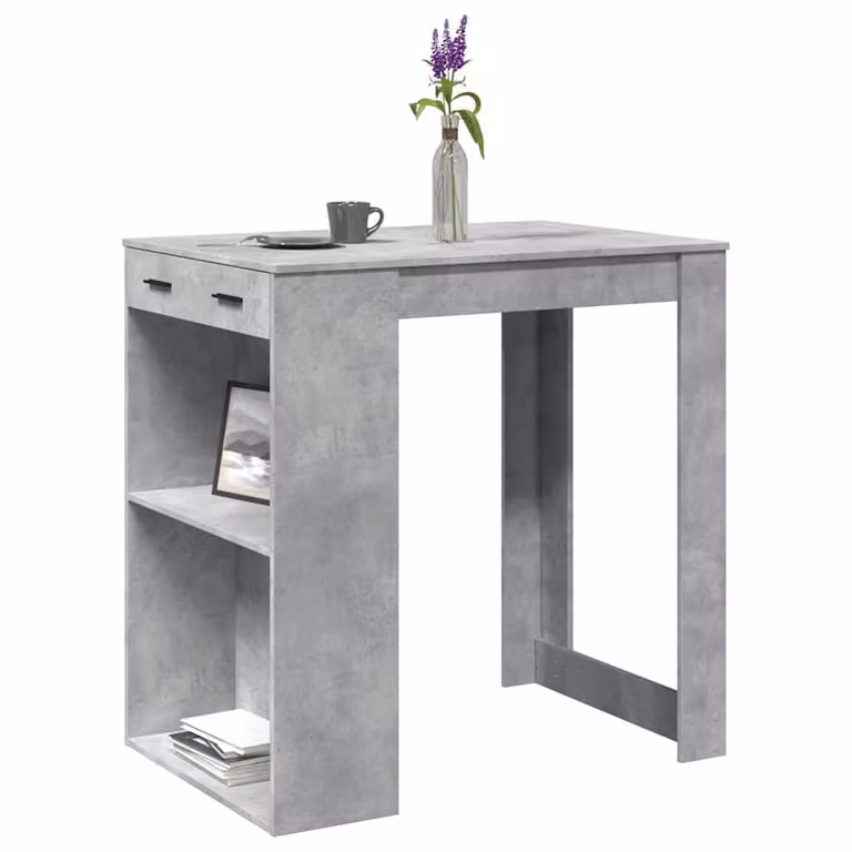 vidaXL Tavolo da Bar Rettangolare Grigio Cemento in Truciolato L: 102 cm, P: 70 cm, H: 103,5 cm