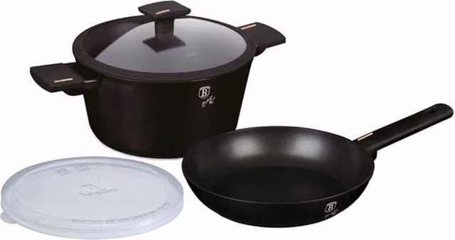 Set di pentole Berlinger Haus Monaco BH-7098 in alluminio con rivestimento antiaderente al titanio, colore nero