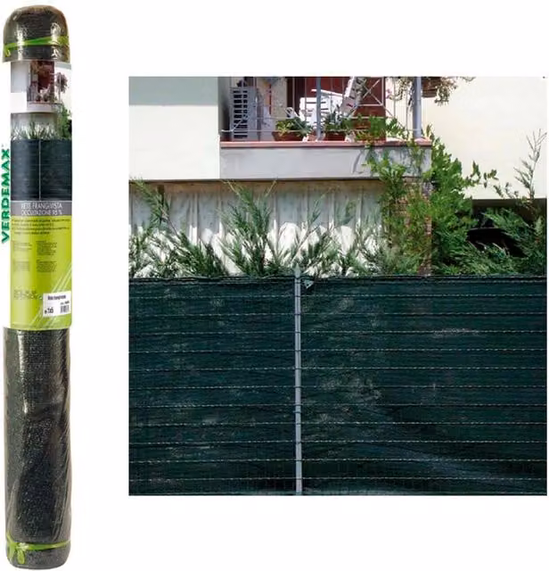Rete frangivista Verdemax verde scuro, protezione 95%, H: 150 cm x L: 50 m