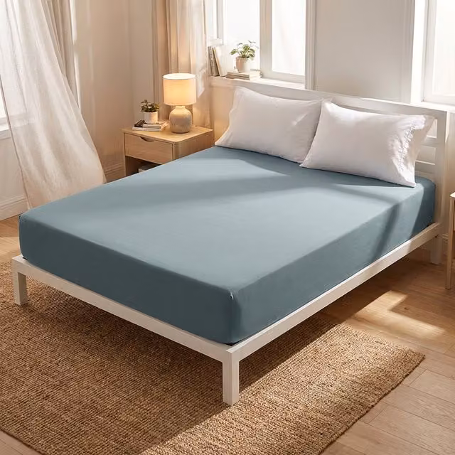 Lenzuolo con angoli matrimoniale Datex in microfibra traspirante colore verde salvia
