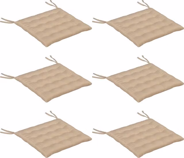 Set di 6 cuscini per sedie da esterno Outsunny trapuntati con nastri, Kaki, 40 x 40 cm