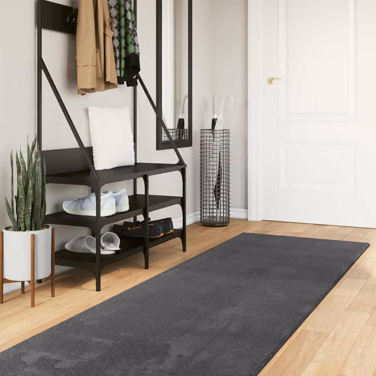 Tappeto moderno vidaXL HUARTE Antracite in poliestere, lavabile e antiscivolo, L: 100 cm x P: 80 cm