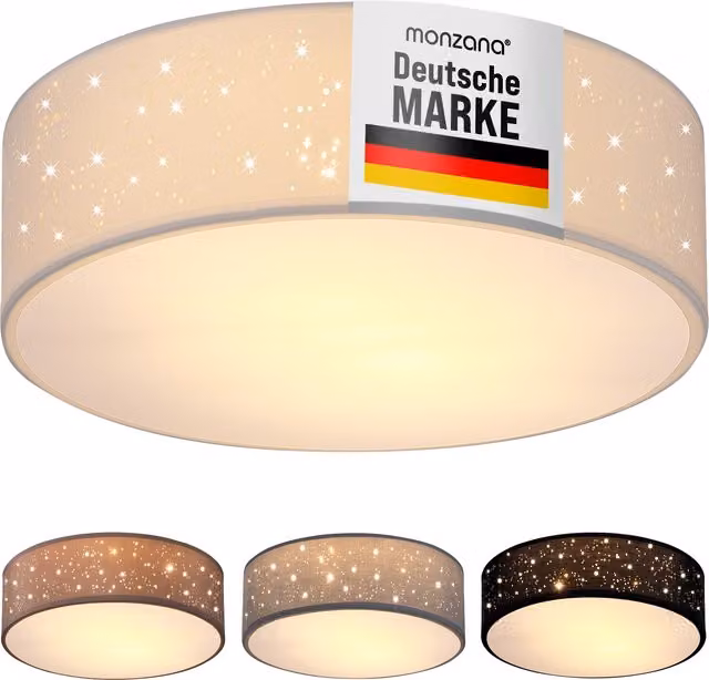 Lampadario da soffitto MONZANA in tessuto e alluminio bianco, forma rotonda, diametro: 30 cm