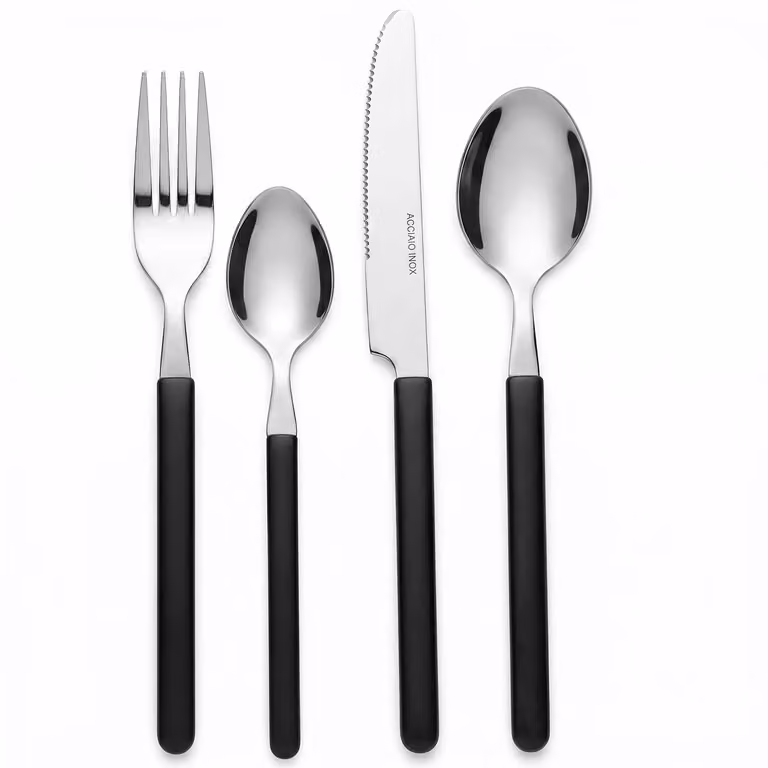 Servizio di posate Gusto Casa Calendula in acciaio inox nero, 16 pezzi
