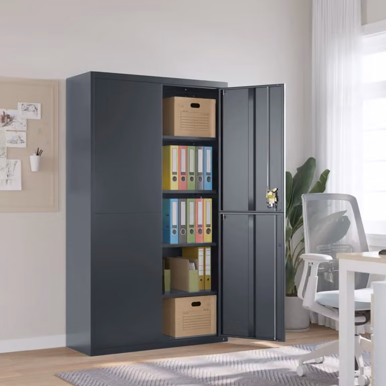 Armadio Classificatore vidaXL in Acciaio Antracite con Ante a Battente e Serratura L/P/H: 105 x 40 x 180 cm