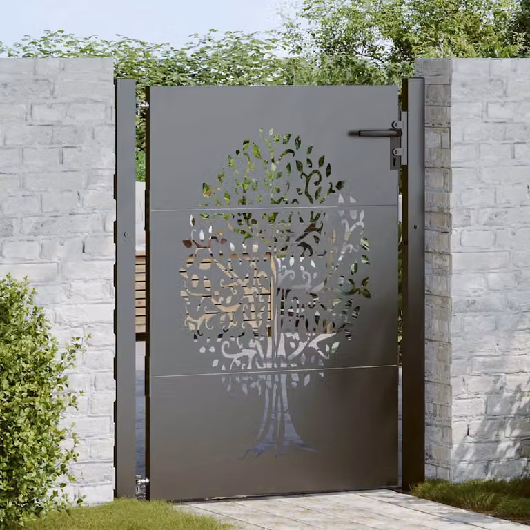 Cancello singolo da giardino vidaXL in acciaio nero L: 110 cm, H: 130 cm