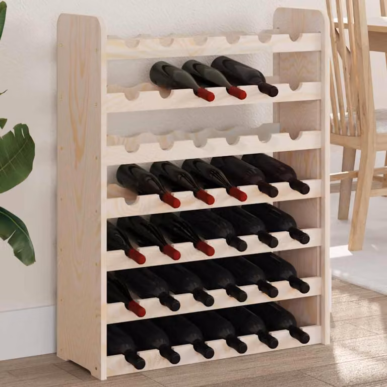 vidaXL Portavini in Legno di Pino Massello Rustico, Colore Marrone/Beige, L/P/H: 67,5 x 25 x 87 cm