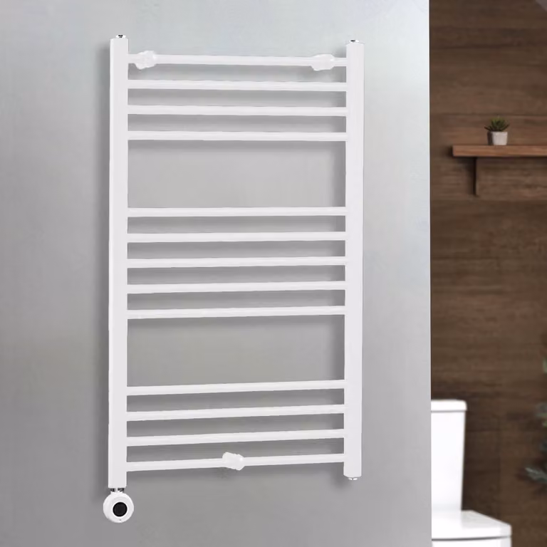 Scaldasalviette Elettrico con Elemento Riscaldante Termostatico Cablato ECOSO by Hudson Reed, Bianco, L: 60 cm, H: 100 cm