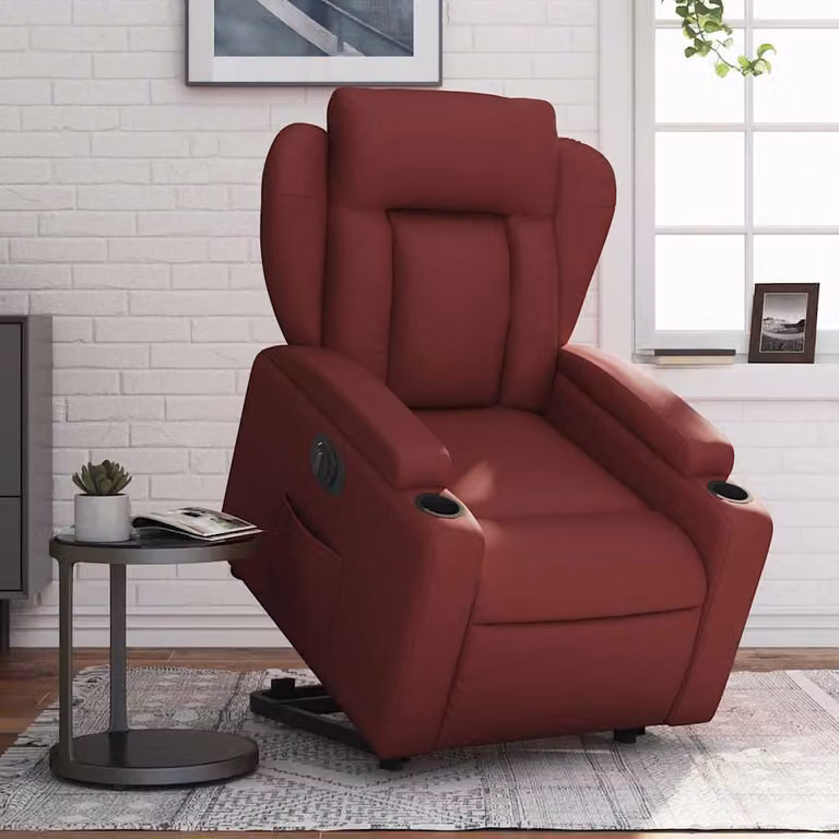 vidaXL Poltrona Alzapersona Reclinabile con Assistenza Elettrica in Similpelle Rossa